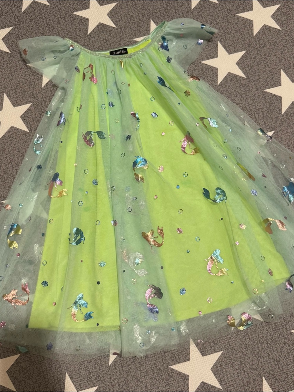 Yellow-Green Mermaid Sequin Tulle Dress